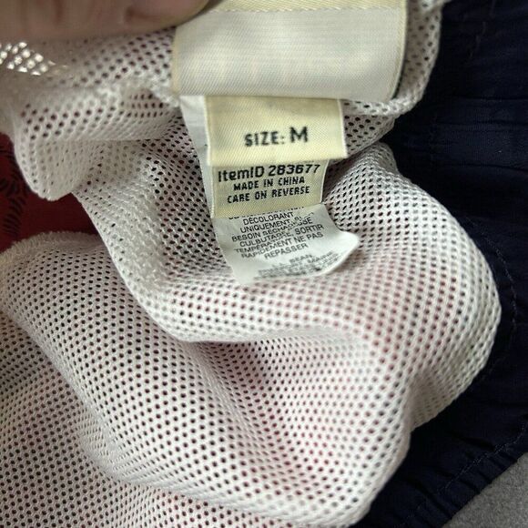 LL Bean Swim Trunks Mens‎ Sz Medium Lined Shorts Red Drawstring 9” Inseam Knots - Picture 8 of 9